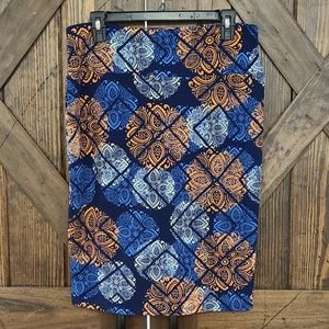 Large LuLaRoe Cassie Skirt Blue, Coral, & White